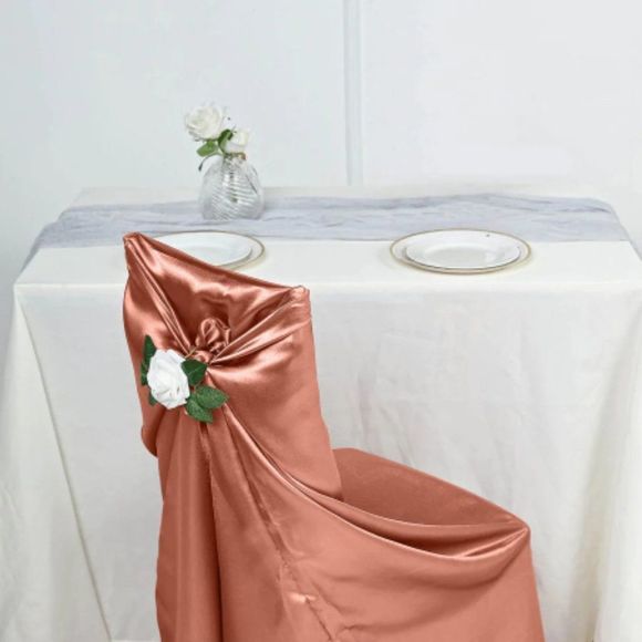Terracotta Universal Satin 300 Chair Cover - Picture 3 of 3